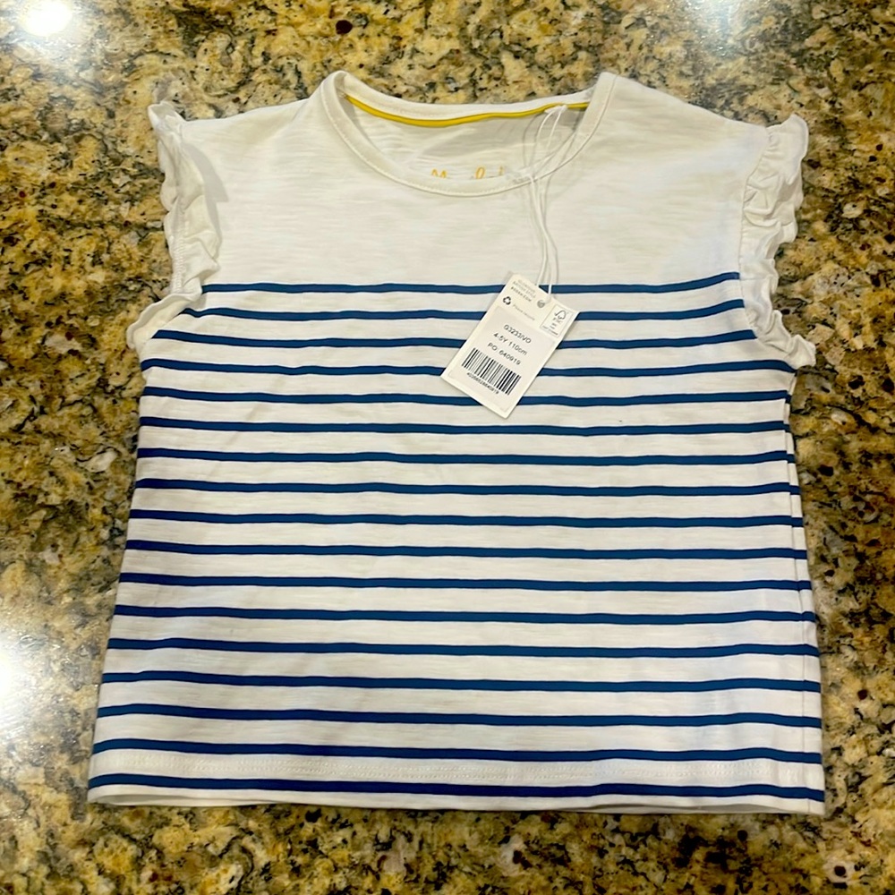 Mini Boden nautical ruffle sleeve girls shirt